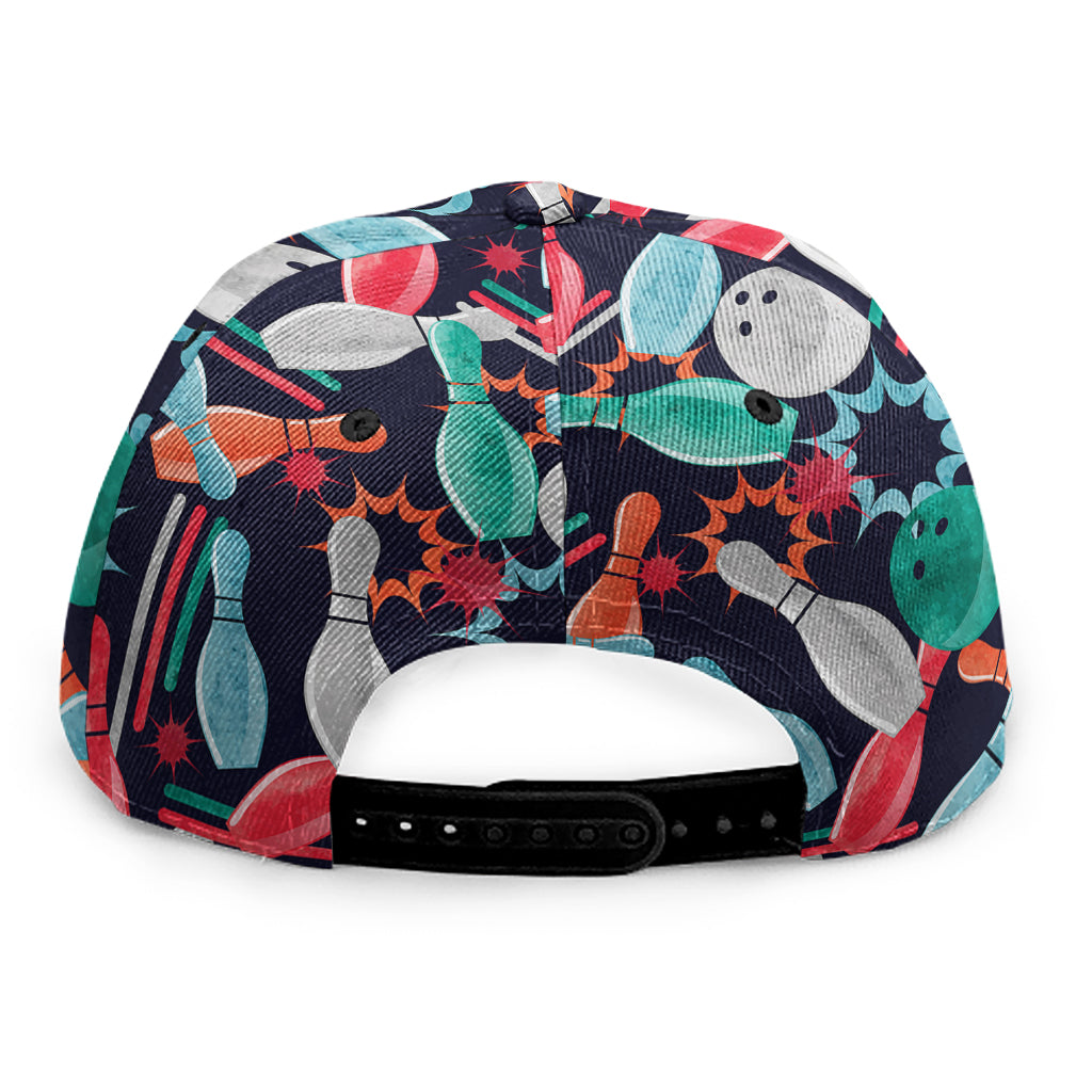 Watercolor Bowling Theme Pattern Print Snapback Cap