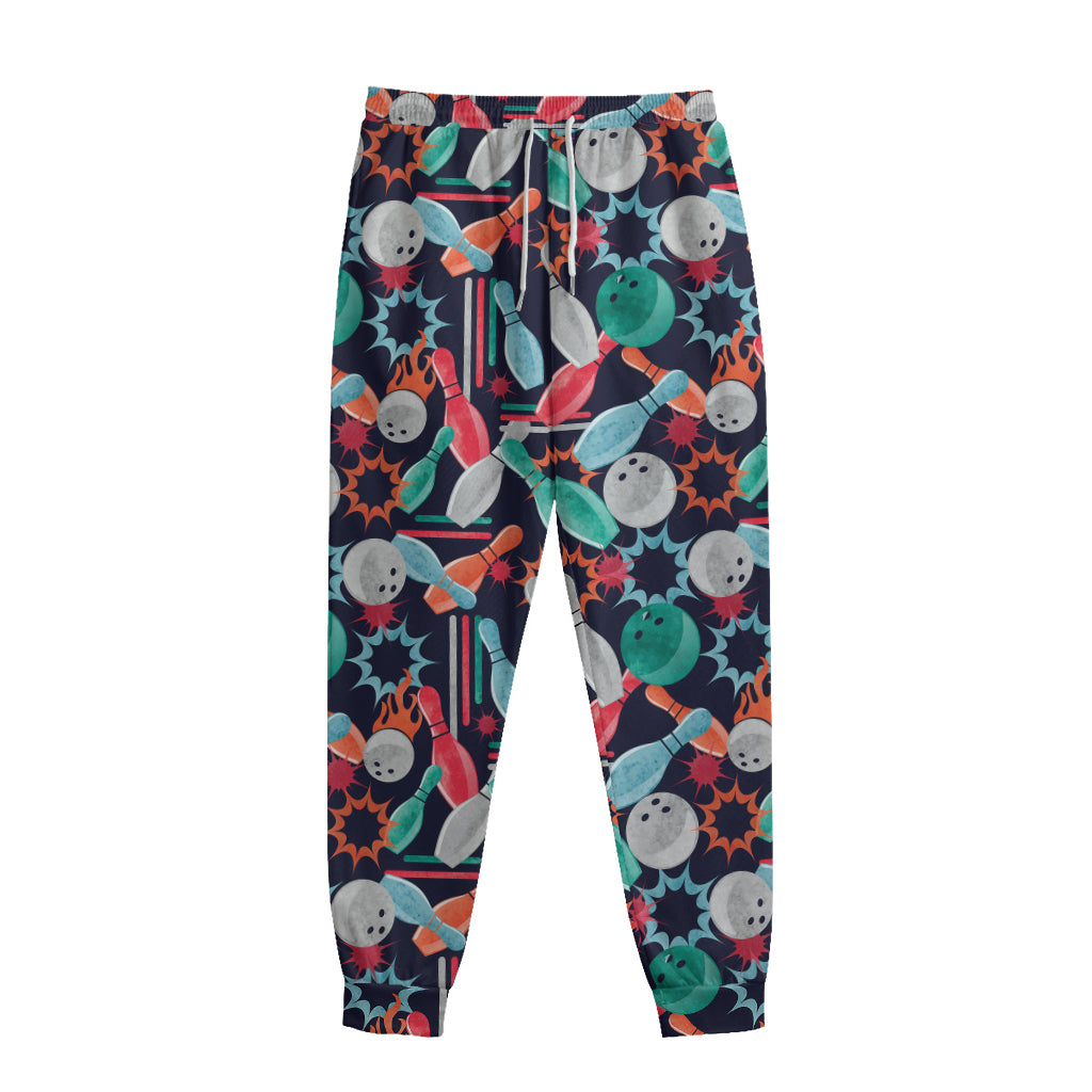 Watercolor Bowling Theme Pattern Print Sweatpants