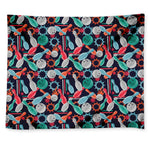 Watercolor Bowling Theme Pattern Print Tapestry