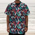 Watercolor Bowling Theme Pattern Print Textured Short Sleeve Shirt