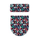 Watercolor Bowling Theme Pattern Print Toilet Lid And Tank Cover Set