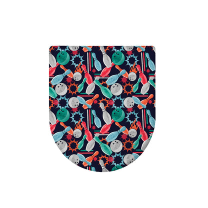 Watercolor Bowling Theme Pattern Print Toilet Lid Cover