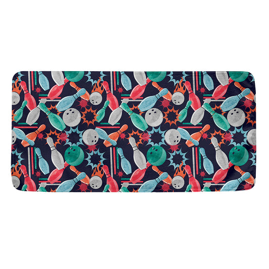 Watercolor Bowling Theme Pattern Print Towel