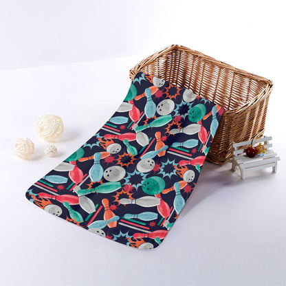 Watercolor Bowling Theme Pattern Print Towel