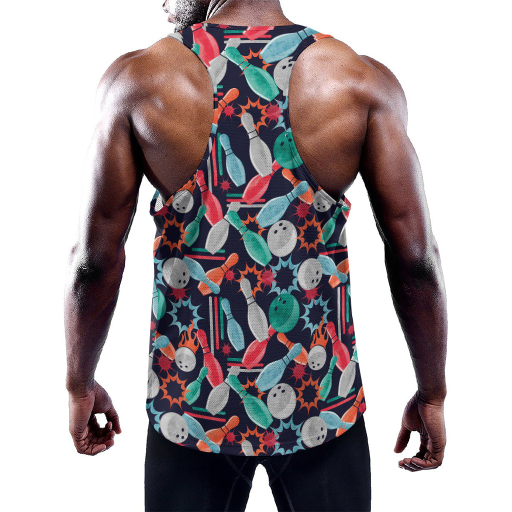 Watercolor Bowling Theme Pattern Print Training Tank Top