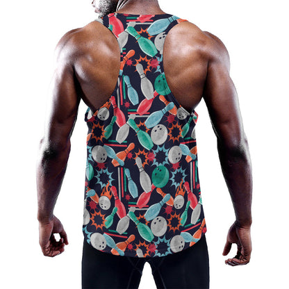 Watercolor Bowling Theme Pattern Print Training Tank Top
