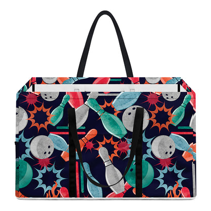 Watercolor Bowling Theme Pattern Print Utility Tote Bag