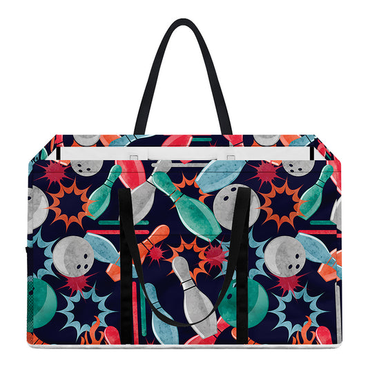 Watercolor Bowling Theme Pattern Print Utility Tote Bag