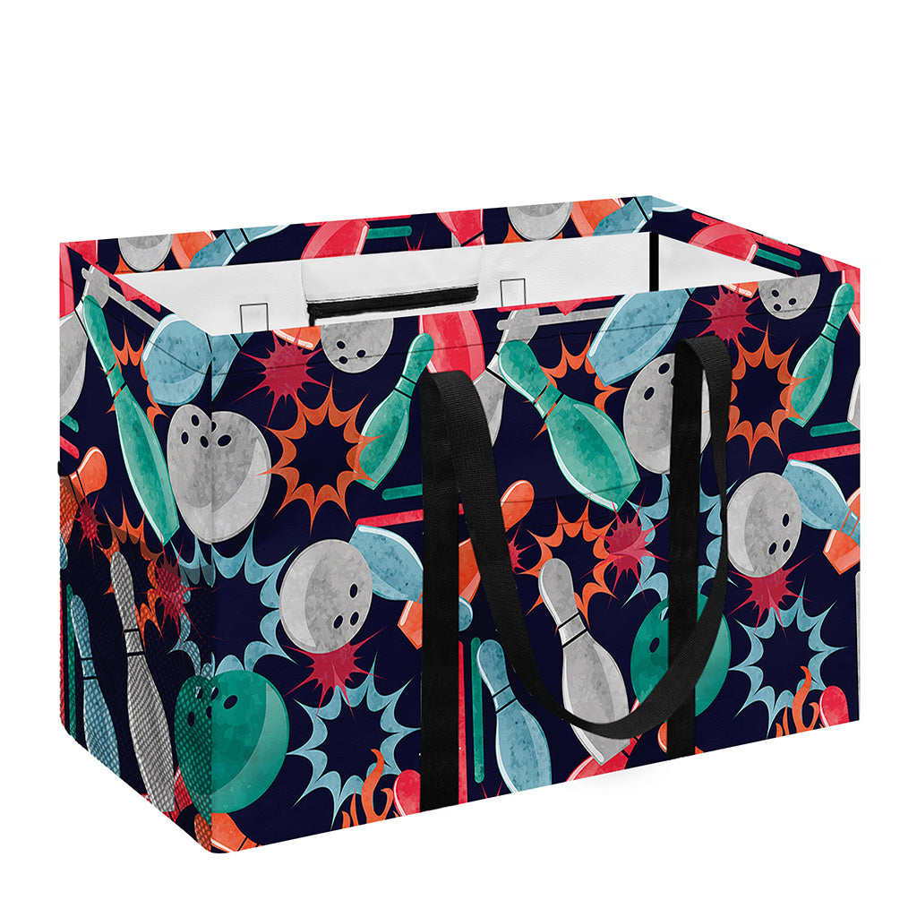 Watercolor Bowling Theme Pattern Print Utility Tote Bag