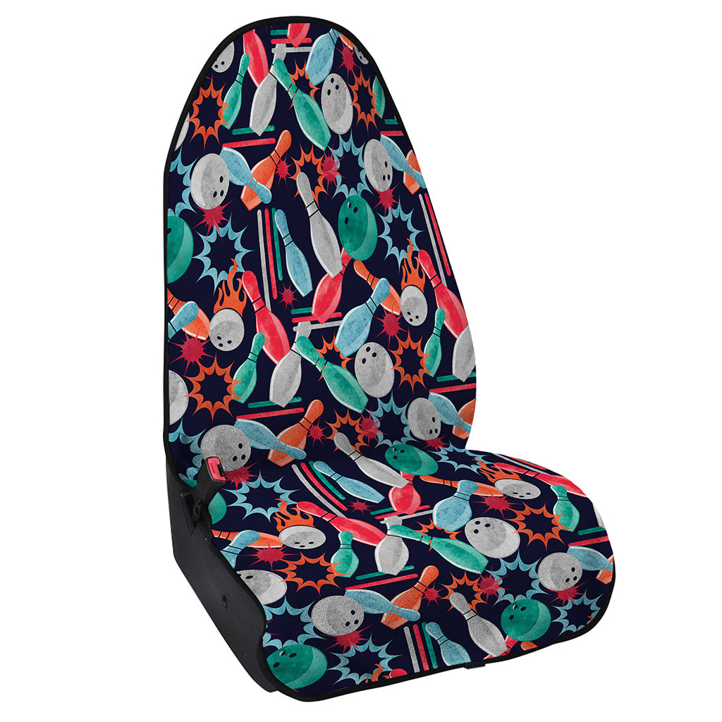 Watercolor Bowling Theme Pattern Print Waterproof Car Seat Cover