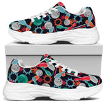 Watercolor Bowling Theme Pattern Print White Chunky Shoes