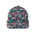 Watercolor Bowling Theme Pattern Print White Mesh Trucker Hat