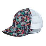 Watercolor Bowling Theme Pattern Print White Mesh Trucker Cap