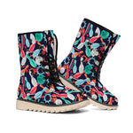 Watercolor Bowling Theme Pattern Print Winter Boots