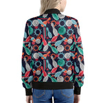 Watercolor Bowling Theme Pattern Print Women's Bomber Jacket