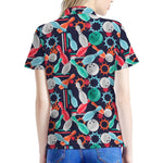 Watercolor Bowling Theme Pattern Print Women's Polo Shirt