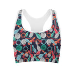Watercolor Bowling Theme Pattern Print Women's Sports Bra