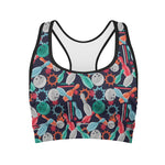 Watercolor Bowling Theme Pattern Print Women's Sports Bra