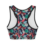 Watercolor Bowling Theme Pattern Print Women's Sports Bra