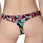 Watercolor Bowling Theme Pattern Print Women's Thong