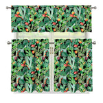 Watercolor Cactus Plant Print 3 Piece Kitchen Curtains