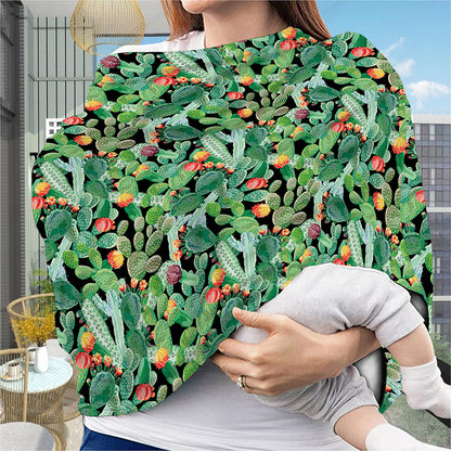 Watercolor Cactus Plant Print Baby Seat Cover