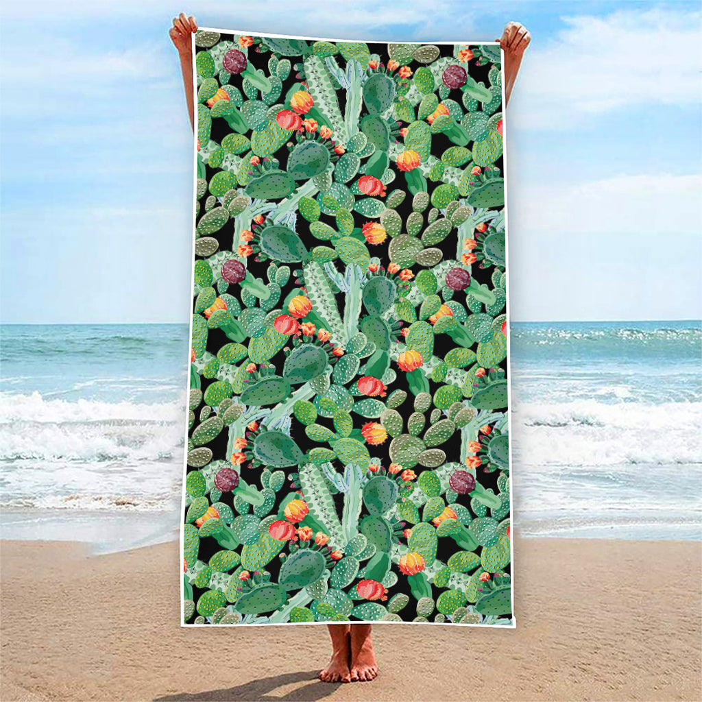 Watercolor Cactus Plant Print Beach Towel