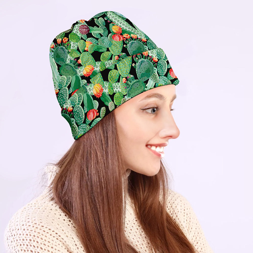 Watercolor Cactus Plant Print Beanie