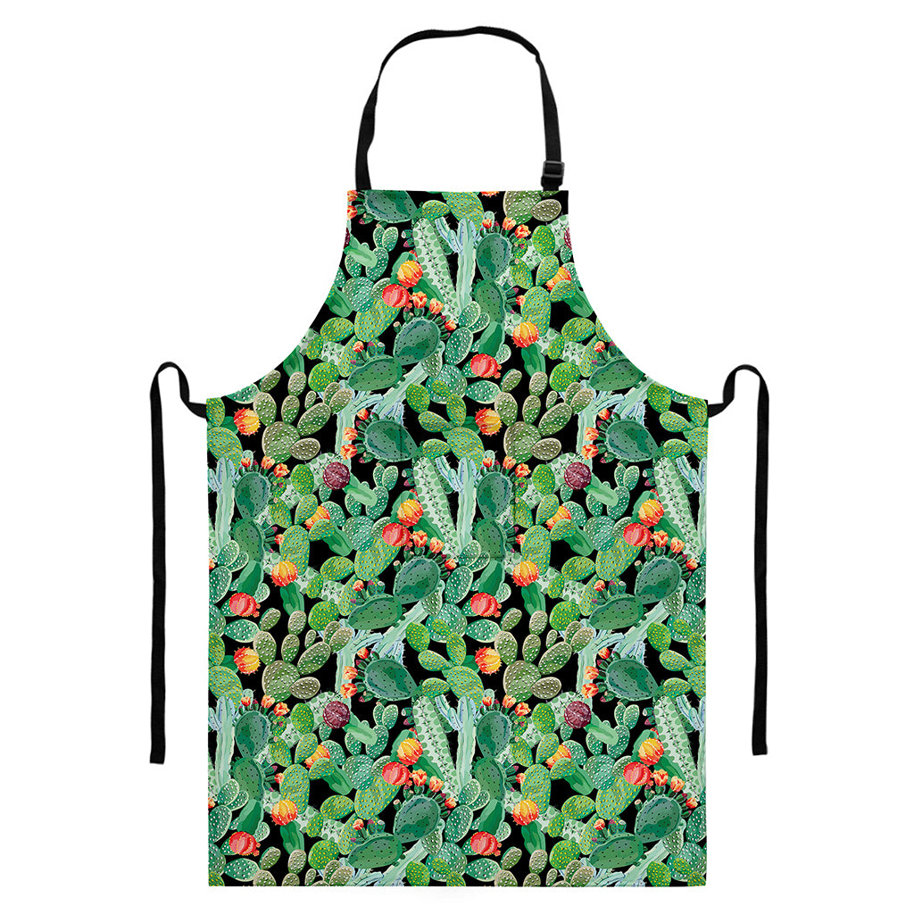 Watercolor Cactus Plant Print Bib Apron With Pocket