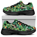 Watercolor Cactus Plant Print Black Chunky Shoes