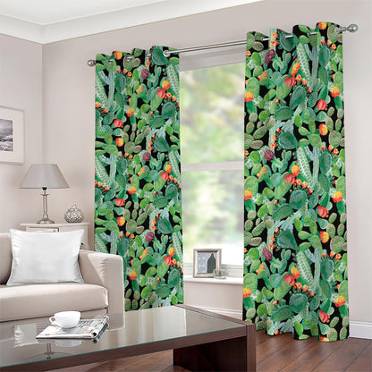 Watercolor Cactus Plant Print Blackout Grommet Curtains