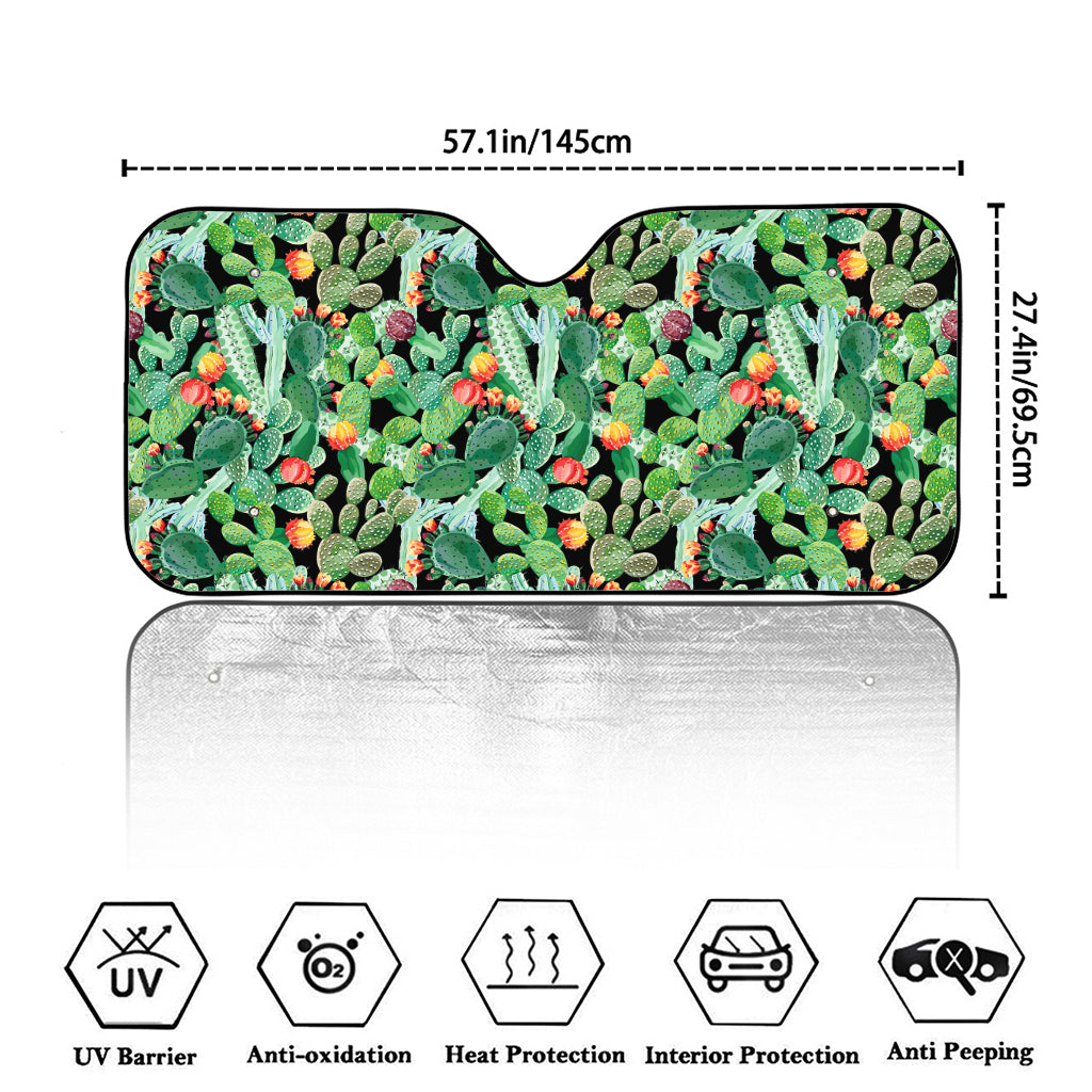 Watercolor Cactus Plant Print Car Windshield Sun Shade
