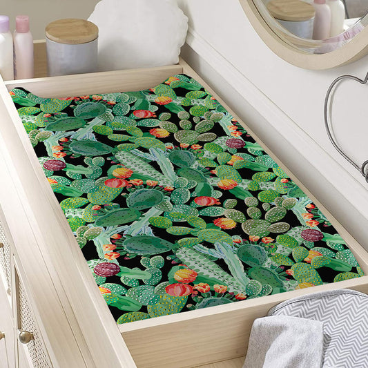 Watercolor Cactus Plant Print Changing Pad Cover