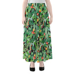 Watercolor Cactus Plant Print Chiffon Maxi Skirt