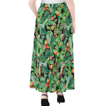 Watercolor Cactus Plant Print Chiffon Maxi Skirt