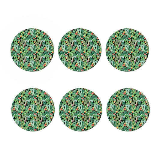 Watercolor Cactus Plant Print Coaster Set