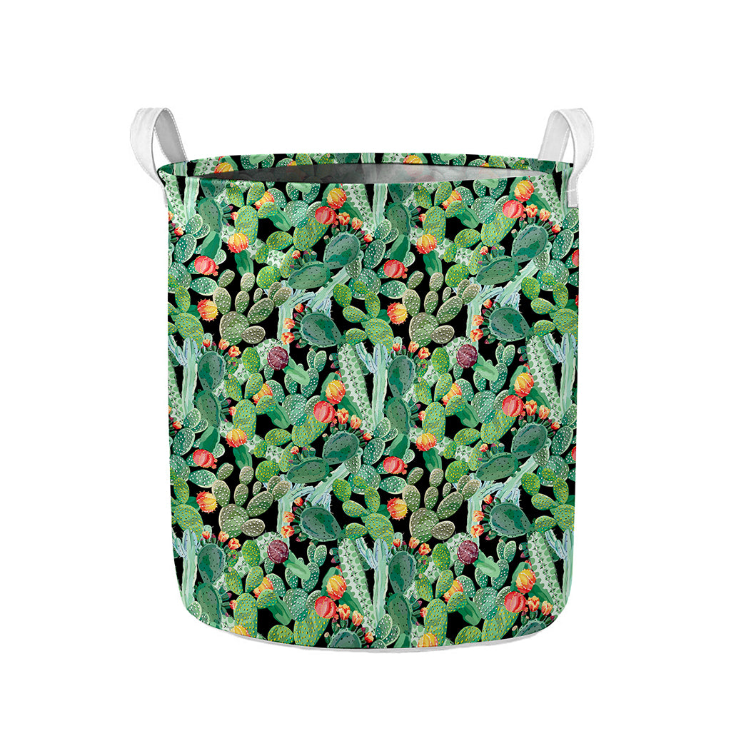 Watercolor Cactus Plant Print Collapsible Laundry Basket
