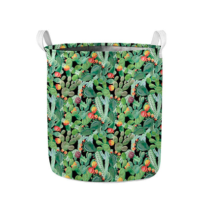 Watercolor Cactus Plant Print Collapsible Laundry Basket