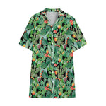 Watercolor Cactus Plant Print Cotton Hawaiian Shirt