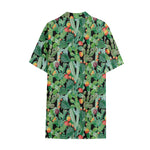 Watercolor Cactus Plant Print Cotton Hawaiian Shirt