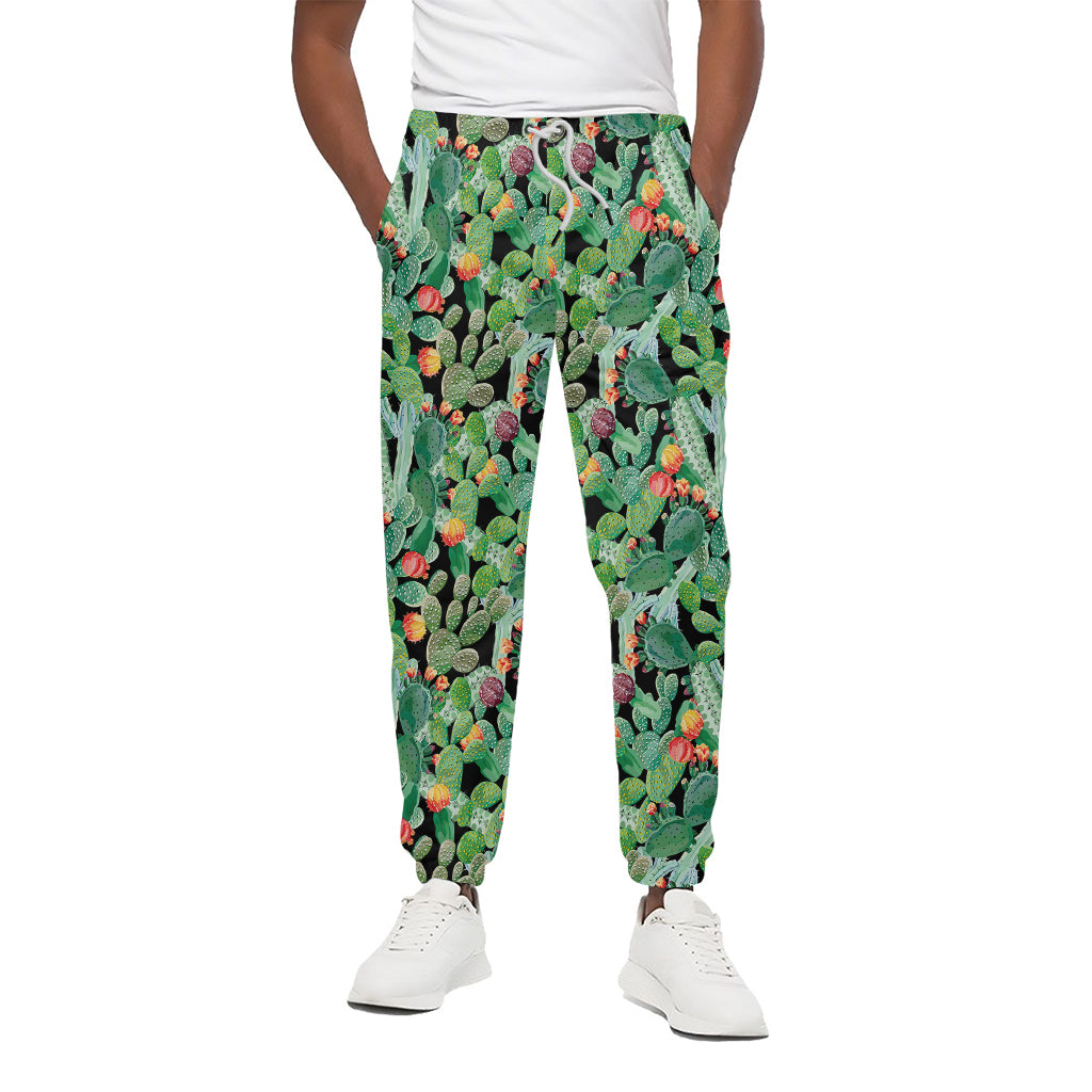 Watercolor Cactus Plant Print Cotton Pants