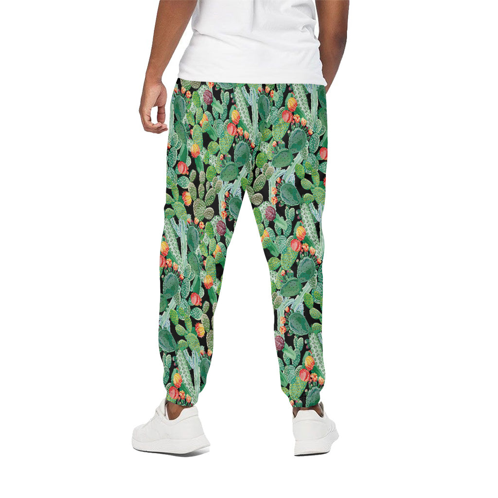 Watercolor Cactus Plant Print Cotton Pants