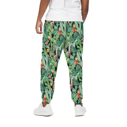Watercolor Cactus Plant Print Cotton Pants