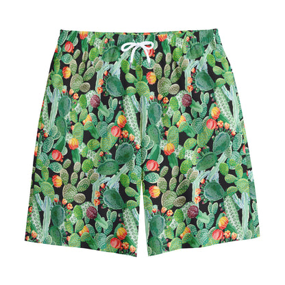 Watercolor Cactus Plant Print Cotton Shorts