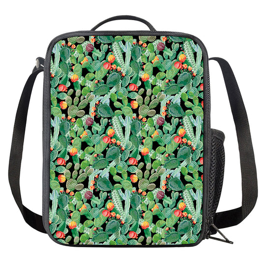 Watercolor Cactus Plant Print Crossbody Lunch Bag