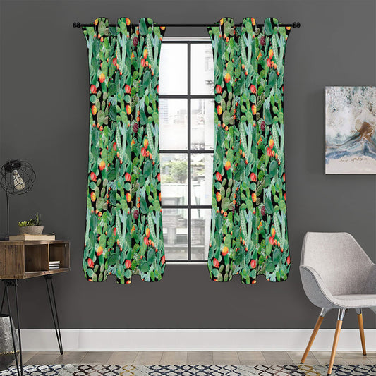 Watercolor Cactus Plant Print Curtain