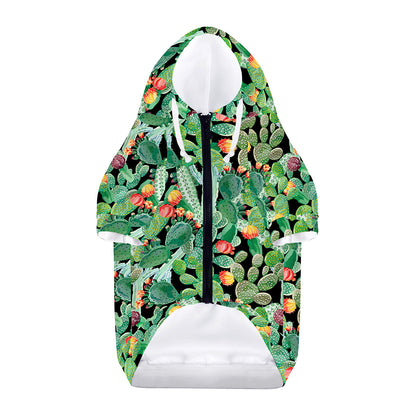 Watercolor Cactus Plant Print Dog Zip Up Hoodie