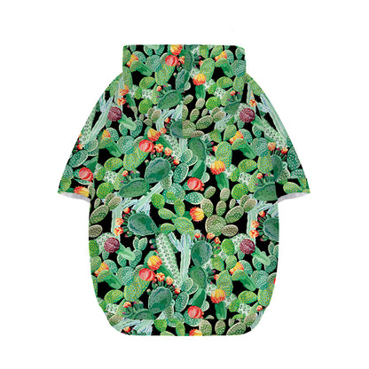 Watercolor Cactus Plant Print Dog Zip Up Hoodie