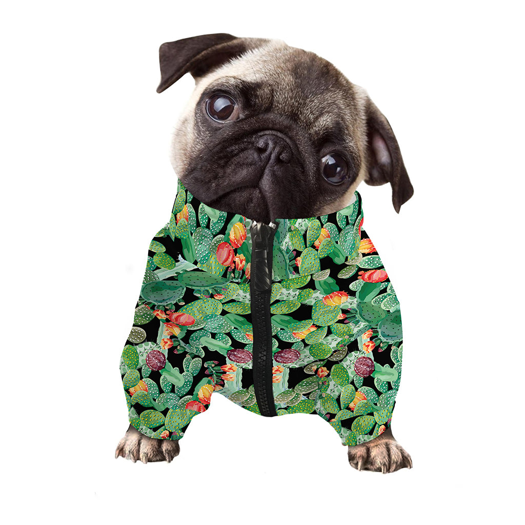 Watercolor Cactus Plant Print Dog Zip Up Jacket