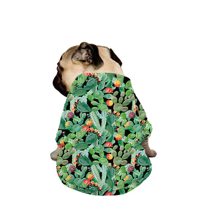 Watercolor Cactus Plant Print Dog Zip Up Jacket